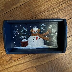 Hand-Painted Snowman Wooden Tray